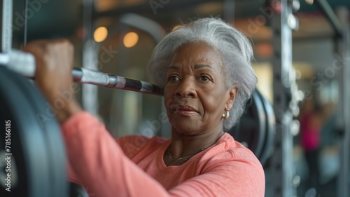 Elderly woman exercising with weights