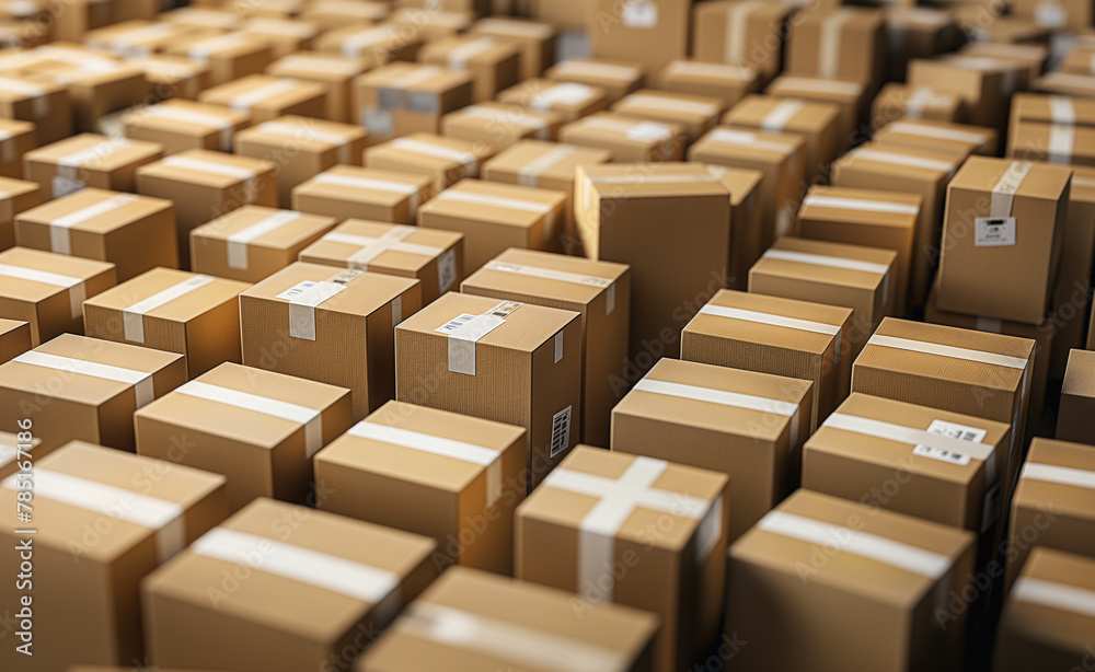Obraz premium Retail Logistics: Cardboard Box Storage for Online Shopping