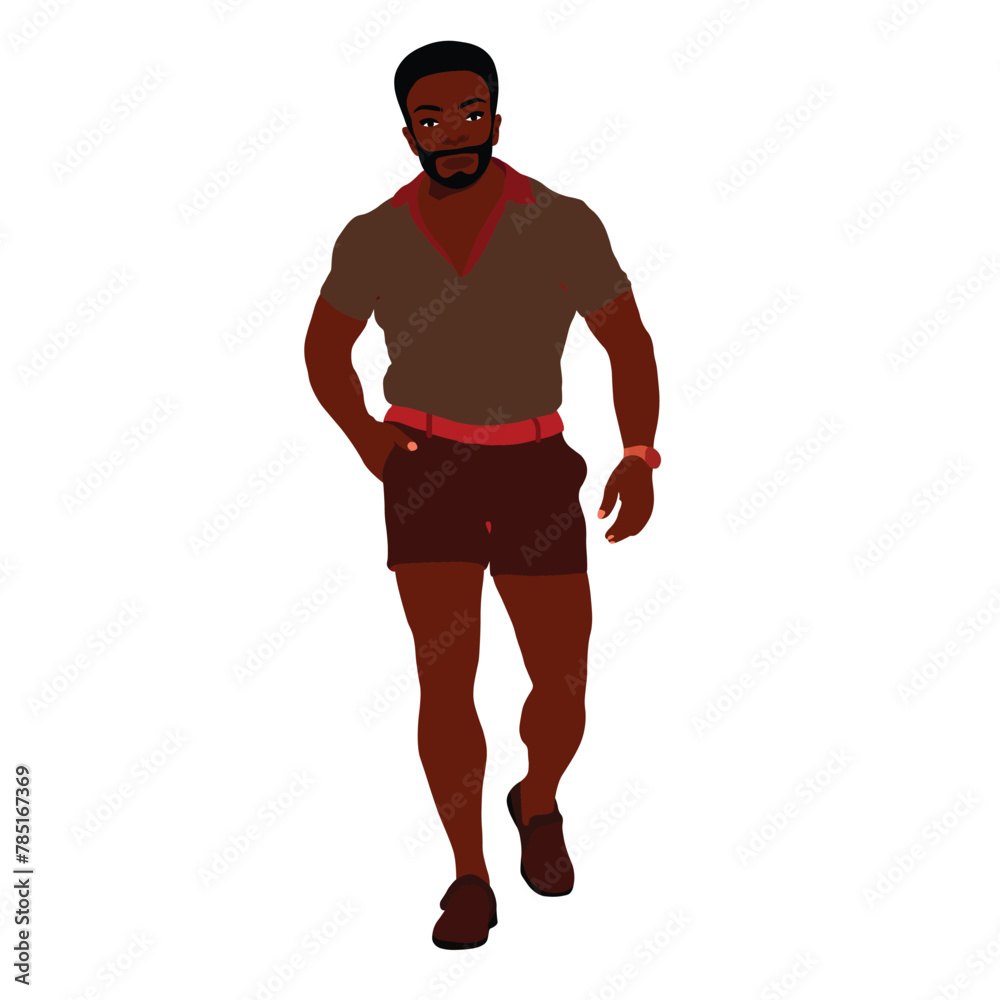 Fototapeta premium Afro black man in elegant art style vector