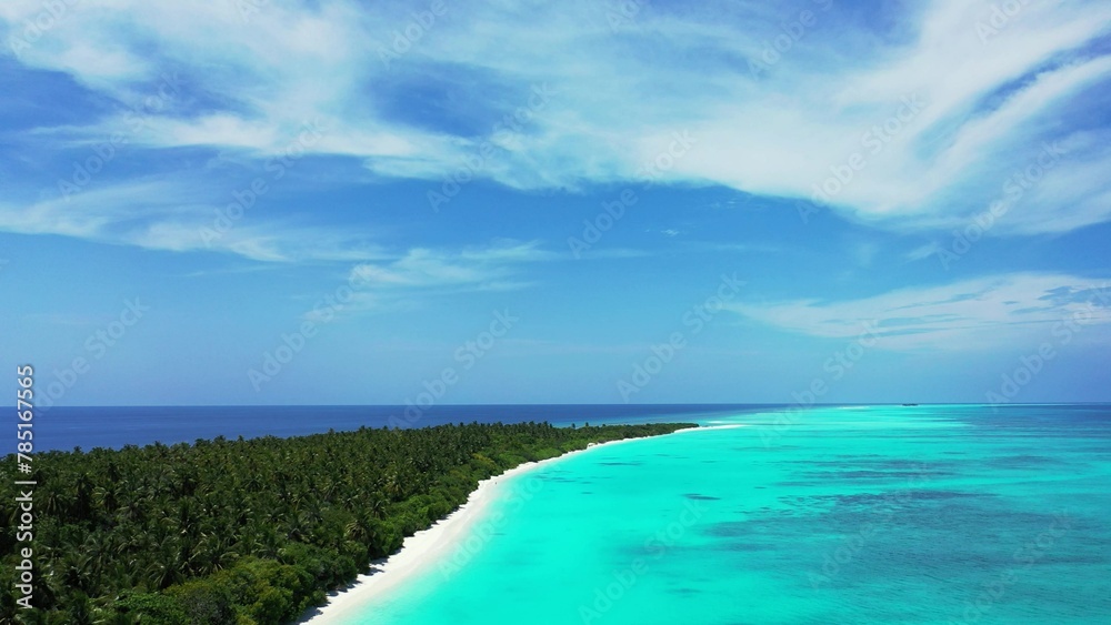 Aerial view of sea surrounded by growing trees in Maldives Aerial view of sea surrounded by growing trees in Maldives