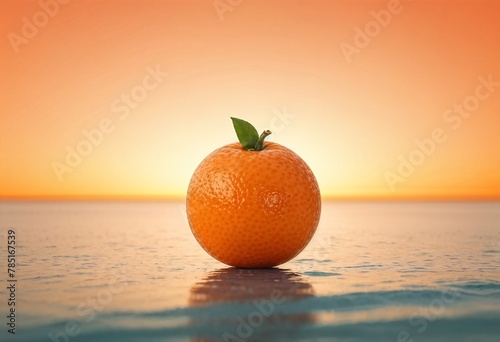 a close up of a large orange in the ocean on water