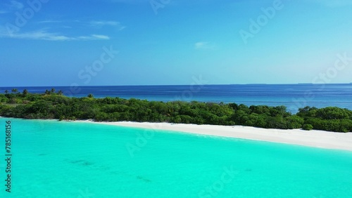 Mesmerizing view of trees on a sandy island surrounded by ocean © Wirestock