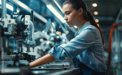 Mastering Machinery: Confident Female Worker in Automotive Manufacturing © Curioso.Photography