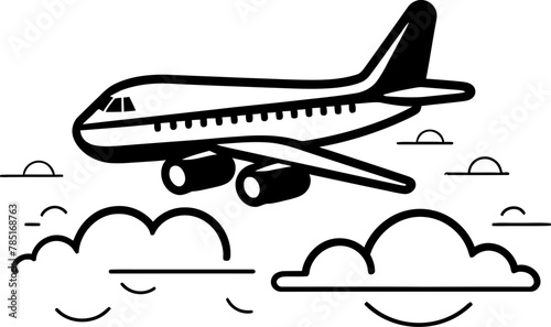 Flying Scribble Sketchy Aircraft Icon Sky Sketch Doodled Plane Emblem