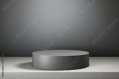Gray minimal background with cylinder pedestal podium for product display presentation mock up in 3d rendering illustration vector design