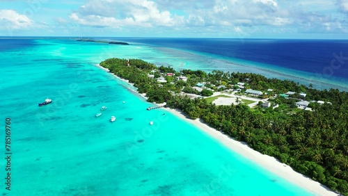 Aerial shot of an island in Maldives