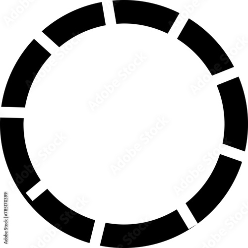 Segmented circle icons isolated on a transparent background. Various number of sectors divide the circle on equal parts. Black thin outline graphics, circle sector for visualization of infographic.