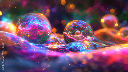 colorful liquid light effect, rainbow colored abstract psychedelic bubbles © Adja Atmaja