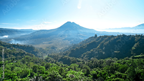 Panorama to the centre of Bali island with high mountains