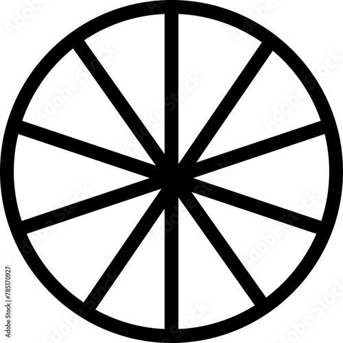 Segmented circle icons isolated on a transparent background. Various number of sectors divide the circle on equal parts. Black thin outline graphics, circle sector for visualization of infographic.