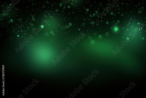 Green abstract glowing bokeh lights on a black background with space for text or product display. Vector illustration