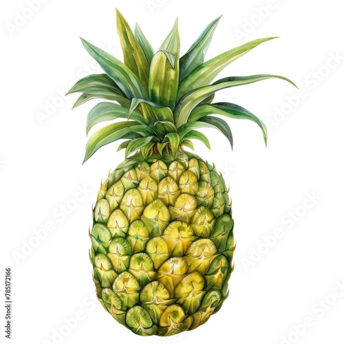 A vibrant watercolor illustration of a pineapple