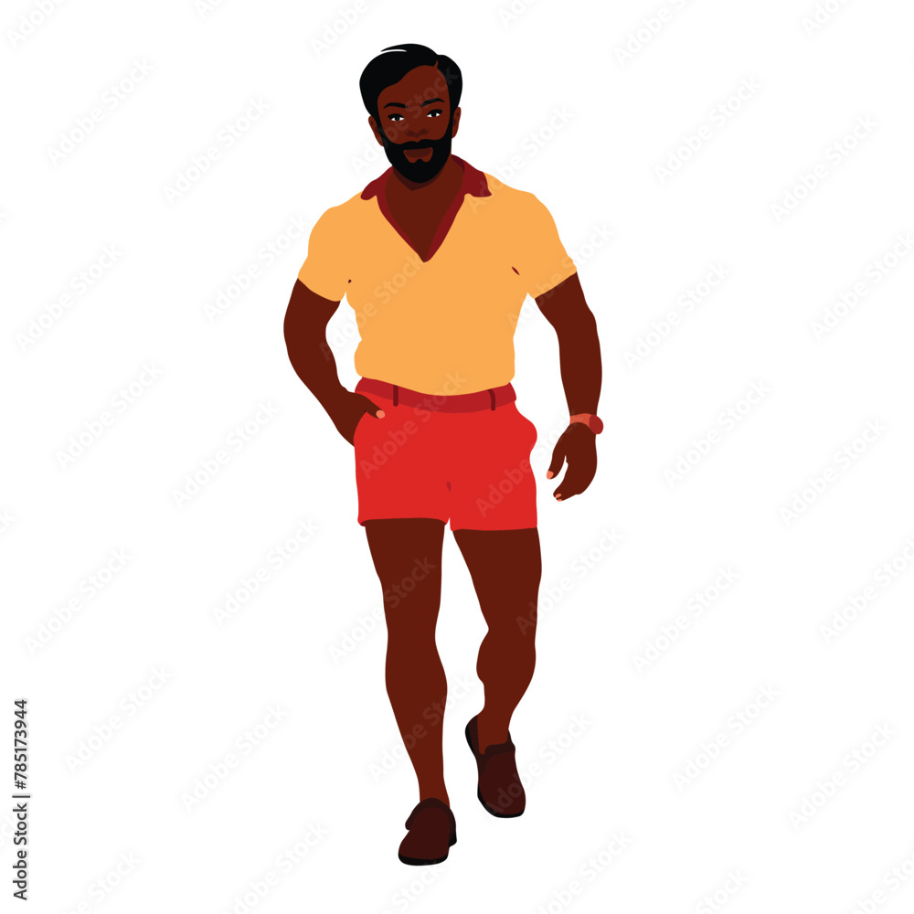 Fototapeta premium Modern fashionable black man in elegant art style vector