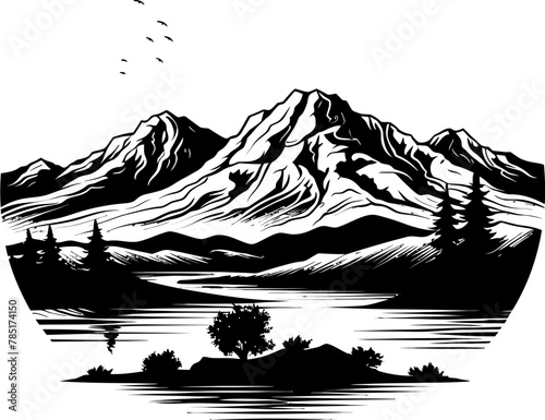 Sketchscape Symphony Nature Seascape Sketch Icon Mountain Dreams Coastal Sketch Logo