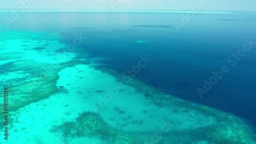 Aerial shot of clear ocean water
