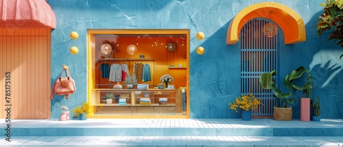 Dreaming in colors, a storefront designed for 3D wanderlust ,3DCG,clean sharp focus