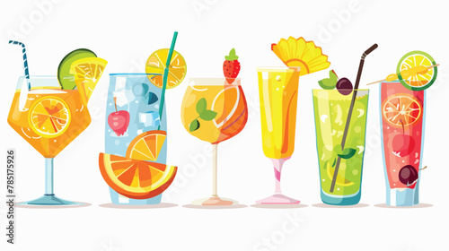 Drinks and summer time objets cartoon Flat vector isolated photo