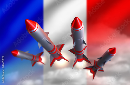 Rockets near French flag. B...