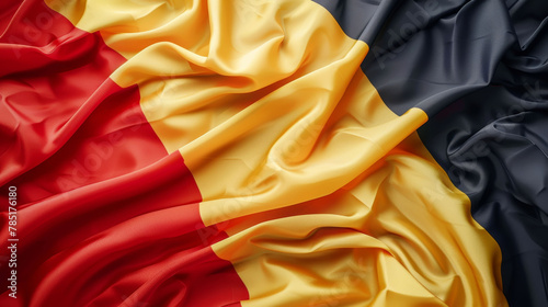 Elegant Waving Belgium Flag, Vivid Colors and Realistic Texture, Symbol of National Pride
