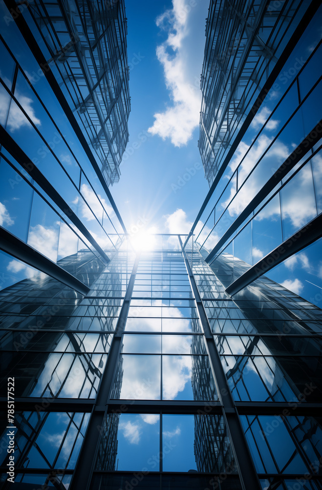 Obraz premium Modern office building with blue sky and clouds. City ceneter concept.
