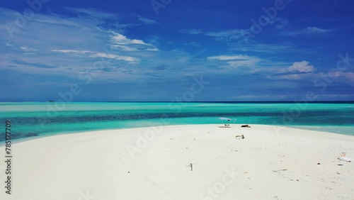 Scenic view of a sandy beach with turquoise water in the Maldives © Wirestock