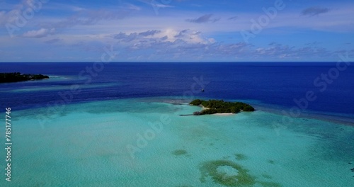 Aerial view of a small island in the Indian Ocean, the Maldives