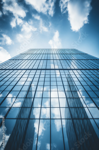 Modern office building with blue sky and clouds. City ceneter concept.