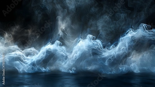 Mystic Fog Waves on Dark Canvas. Concept Mystic Waves, Fog, Dark Canvas, Nature Photography
