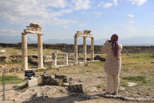 Hierapolis was originally a Phrygian cult centre of the Anatolian mother goddess of Cybele and later a Greek city. Its location was centred upon the remarkable and copious hot springs photo