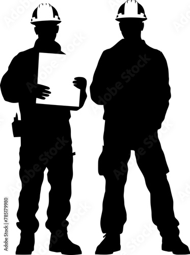 Blueprint Builders Engineer Duo Emblem Creative Constructors Duo with Paper Logo