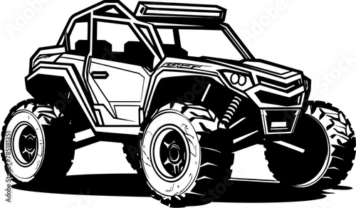 Nature Explorer UTV Emblem Icon Off Road Odyssey Sport Vehicle Vector