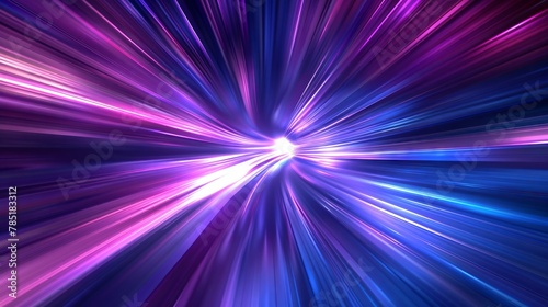 Dark blue motion background, abstract purple and white rays, blur effect, copy space