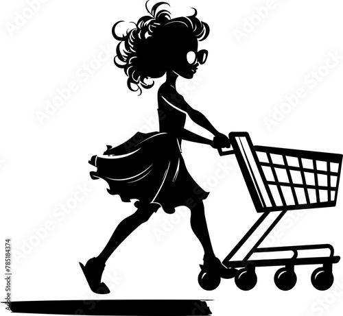 Trendy Trekker Stylish Trolley Logo Haute Hauler Shopping Cart Vector Emblem