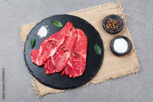 The part of beef attached to the lower part of the beef loin. photo