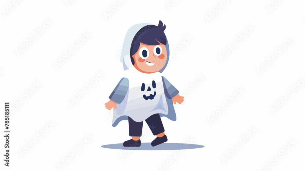 Ghost Halloween kid character vector illustration. Ca