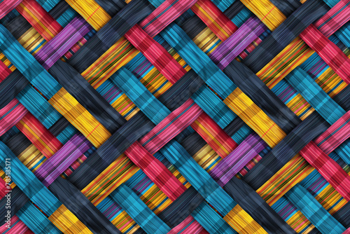Colorful crisscrossing stripes in a modern textile design