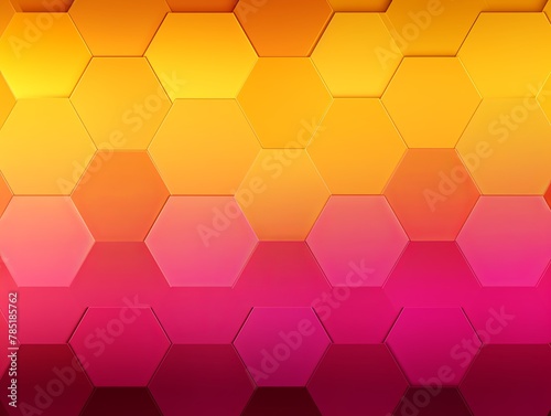 Magenta and yellow gradient background with a hexagon pattern in a vector illustration