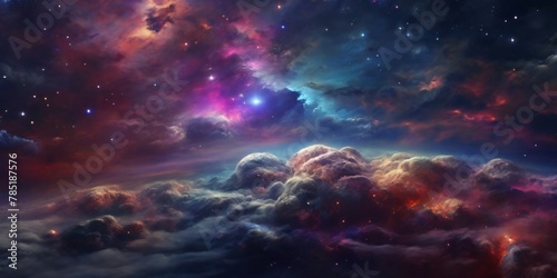  dreamy Colorful Nebula in a Cloudy Night Sky