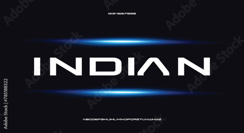 Indian vector font typeface unique design. For technology, circuits, engineering, digital , gaming, sci-fi and science subjects.
