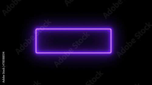 Blue color Neon monochrome border. neon frame. Isolated glow border illustration. Glowing borders isolated on black background.