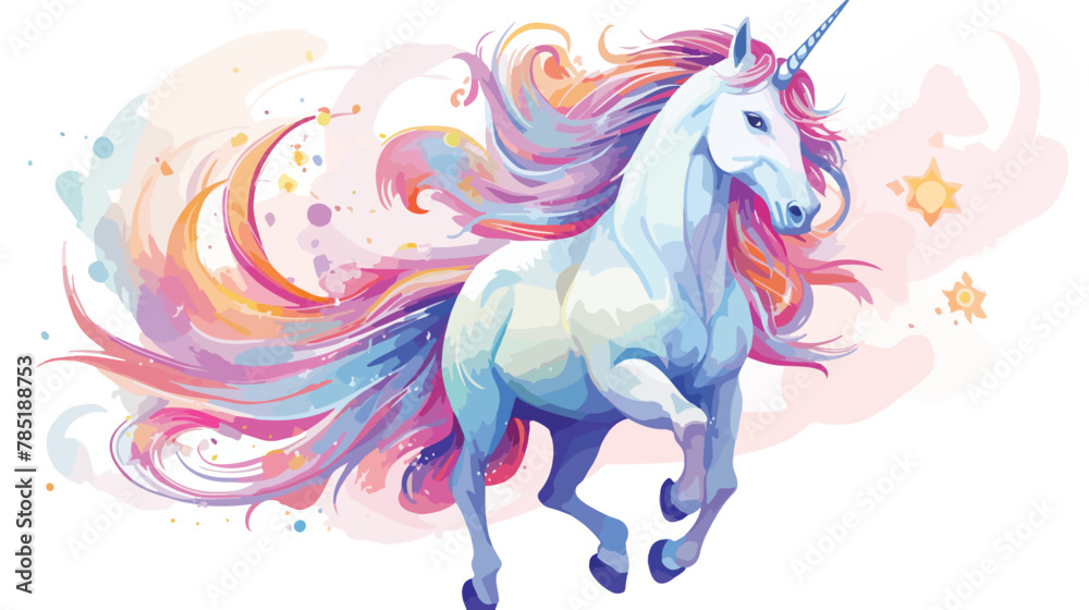 Greeting card with unicorn on a white background vector