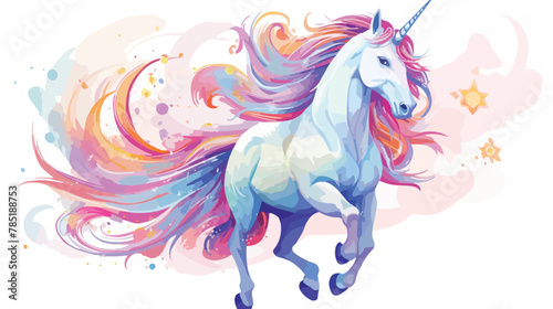 Greeting card with unicorn on a white background vector