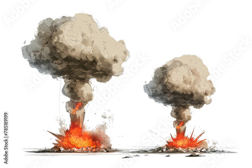 Nuclear explosion and clumpy clouds Isolated on transparent background photo