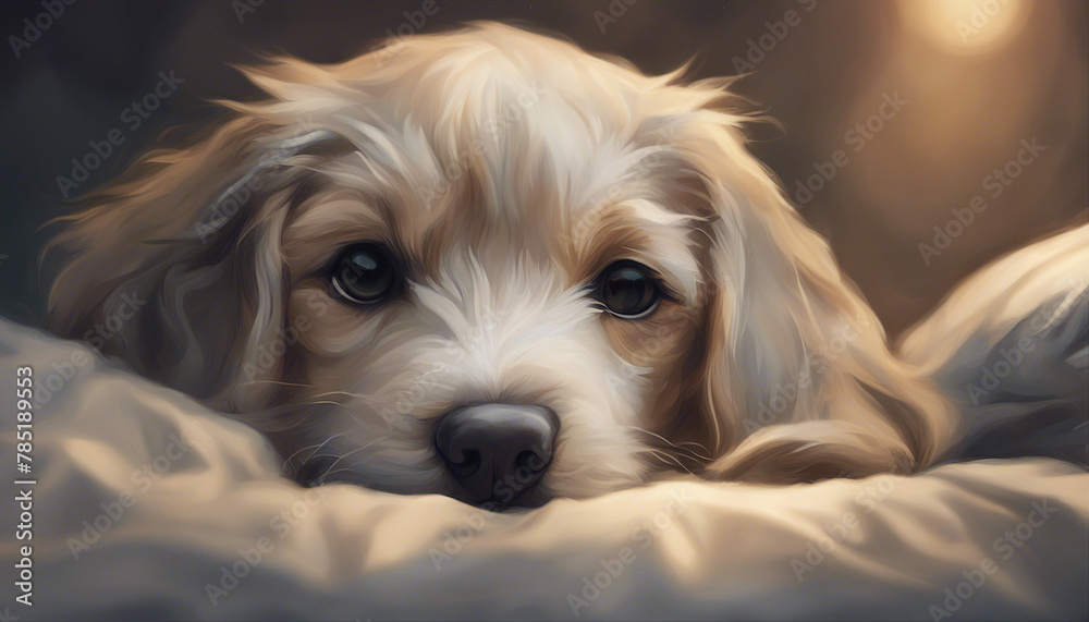 Puppy in bed wallpaper