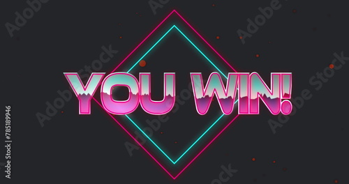 Image of you win text in metallic pink letters with diamonds