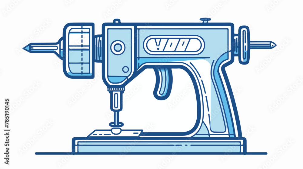 Hammer sewing icon outline blue Flat vector isolated