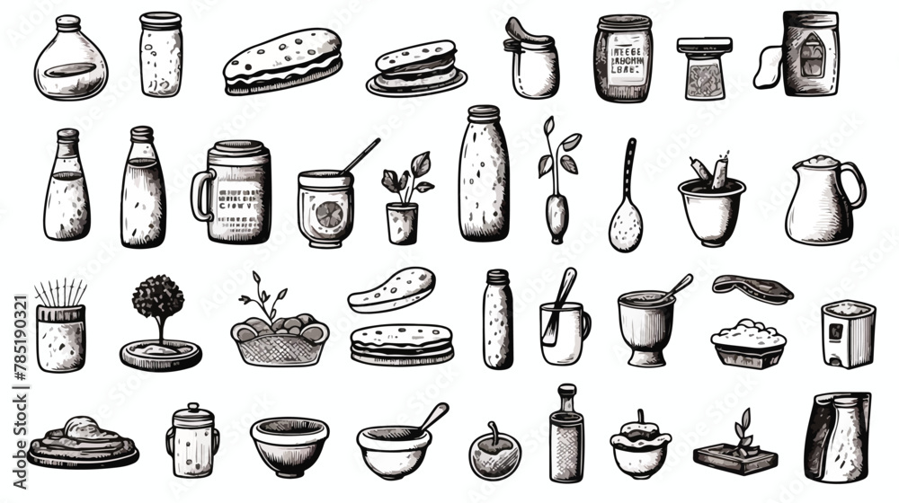 Hand drawing isolated objects on white background. vector