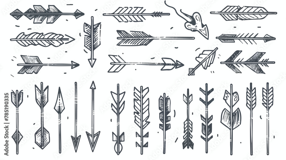 Hand drawn arrow vector icons set. sketch arrow design