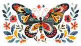 Hand painted Paisley figure flower striped Butterfly