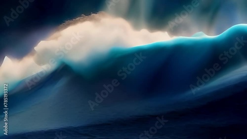animation of digital waves flowing over a classic painting